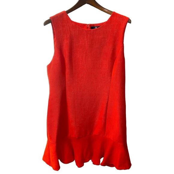 N Natori Jacquard Plisse Sleeveless Sheath Dress Size 16 NWT $169 Red Orange - Picture 9 of 9